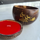 Thenga Coconut Shell love Candles/Diya - Red ( Set of 2 )